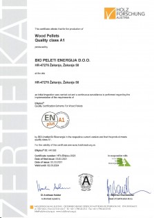 ENplus A1 certifikat